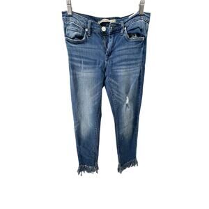 Chelsea & Violet Blue Distressed Denim Raw Hem Skinny Jeans Women's Size 26